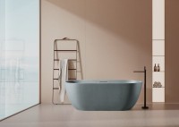 Ванна из искусственного камня AltroBagno Bruna 090202 170x75 см, отдельностоящая, овальная, на ножках, с донным клапаном, с подголовником