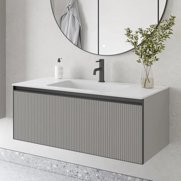 Тумба с раковиной Armadi Art Quatro 1 100 luna fuga, профиль anthracite, с раковиной white