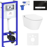 Комплект Lavinia Boho Унитаз подвесной Smart V-Clean 3359102R с микролифтом + Инсталляция RelFix 38010010 + Кнопка RelFix 38050601 + Дозатор RelFix 38040010