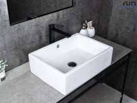 Накладная раковина GID Geometrico N9129 51 глянцевая белая, прямоугольная, фаянс