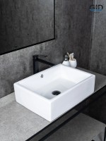 Накладная раковина GID Geometrico N9129 51 глянцевая белая, прямоугольная, фаянс