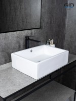 Накладная раковина GID Geometrico N9129 51 глянцевая белая, прямоугольная, фаянс