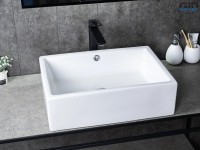 Накладная раковина GID Geometrico N9129 51 глянцевая белая, прямоугольная, фаянс