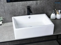 Накладная раковина GID Geometrico N9129 51 глянцевая белая, прямоугольная, фаянс