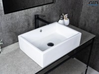 Накладная раковина GID Geometrico N9129 51 глянцевая белая, прямоугольная, фаянс