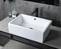 Накладная раковина GID Geometrico N9129 51 глянцевая белая, прямоугольная, фаянс