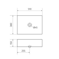 Накладная раковина GID Geometrico N9129 51 глянцевая белая, прямоугольная, фаянс