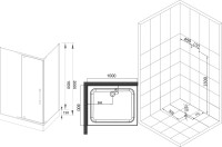 Душевой уголок Esbano ESR-7190B 100х80 см, профиль черный, стекло прозрачное