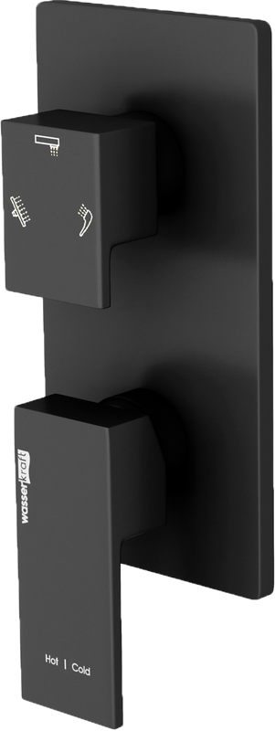 Душевой комплект Смеситель Wasserkraft Abens 2071 С ВНУТРЕННЕЙ ЧАСТЬЮ + Гарнитур Swedbe Hermes 5136B черный матовый + Подключение A221 + Душ A162 + Кронштейн A219 + Излив A220 для ванны