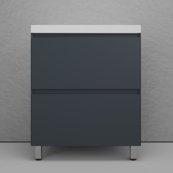 Тумба с раковиной Style Line Манхэттен 70 напольная, графит, раковина Florentina Астория 70 белая