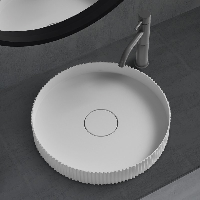 Накладная раковина Abber Stein AS2604 40 матовая белая, круглая, искусственный камень