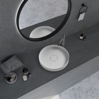 Накладная раковина Abber Stein AS2604 40 матовая белая, круглая, искусственный камень