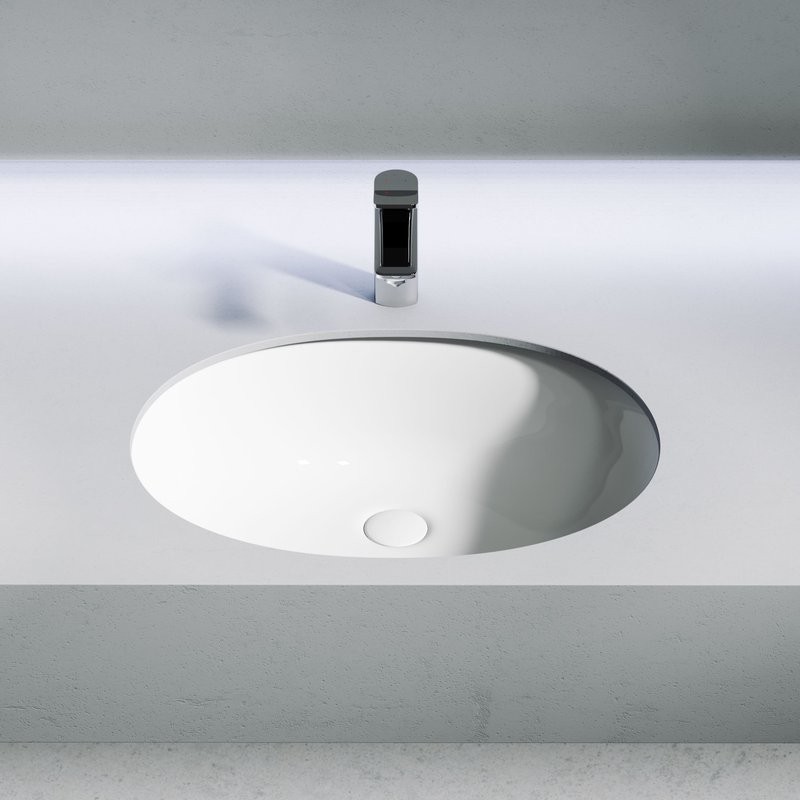 Раковина встраиваемая под столешницу Ceramicanova Element овальная 567x428x150 мм с переливом цвет белый CN6076