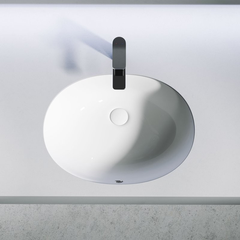 Раковина встраиваемая под столешницу Ceramicanova Element овальная 567x428x150 мм с переливом цвет белый CN6076