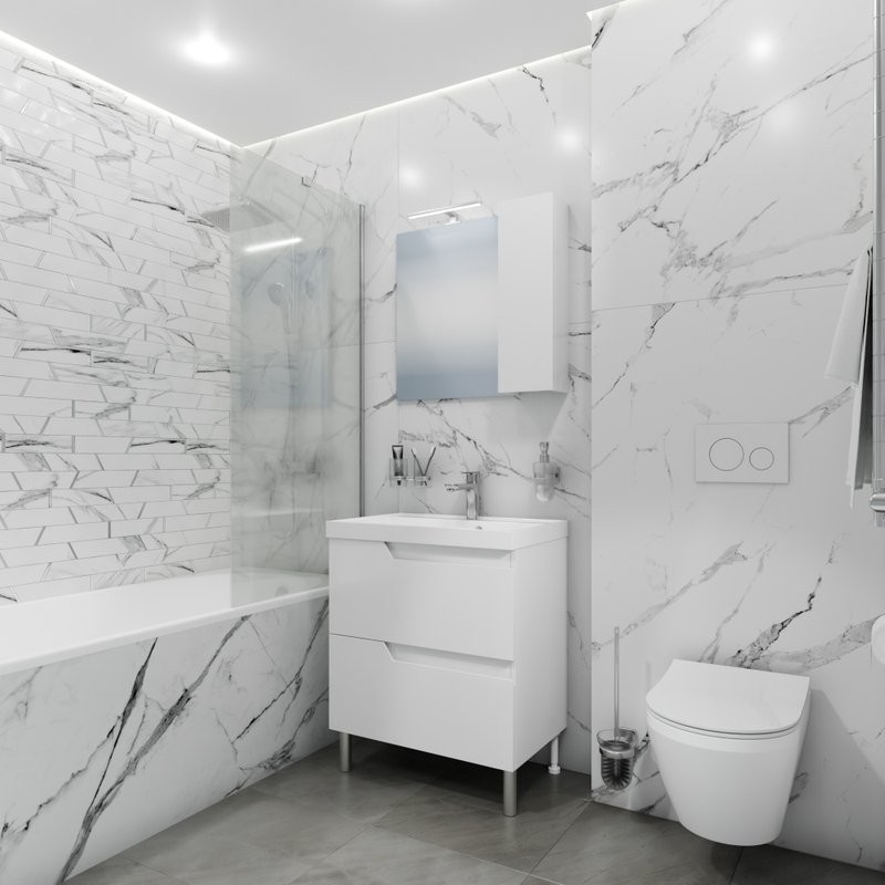 Тумба с раковиной СаНта Антарес 70 напольная, 2 ящика, белый глянец