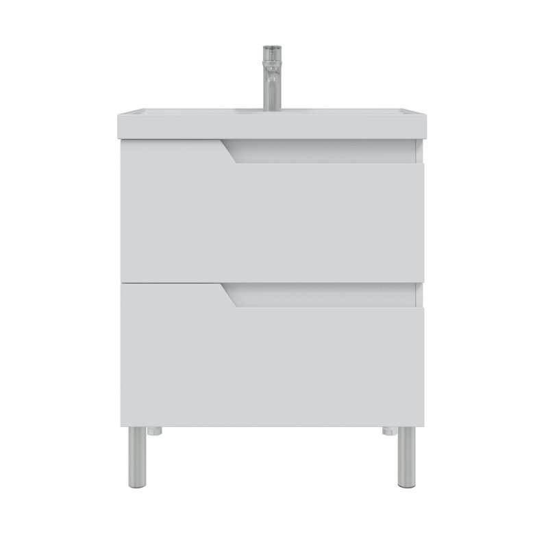 Тумба с раковиной СаНта Антарес 70 напольная, 2 ящика, белый глянец