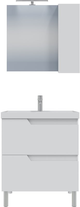 Тумба с раковиной СаНта Антарес 70 напольная, 2 ящика, белый глянец