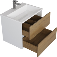 Тумба с раковиной Uperwood Barsa 60 подвесная, белая, дуб сонома