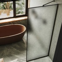 Душевая перегородка Maybahglass MGD-833-6 89 см, профиль черный, стекло сатин