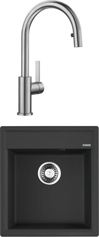 Комплект Мойка Omoikiri Daisen 46-BL черная + Смеситель Blanco Candor-S 523121