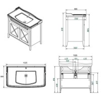 Мебель для ванной комнаты Caprigo Napoli 100 напольная, орех гварнери
