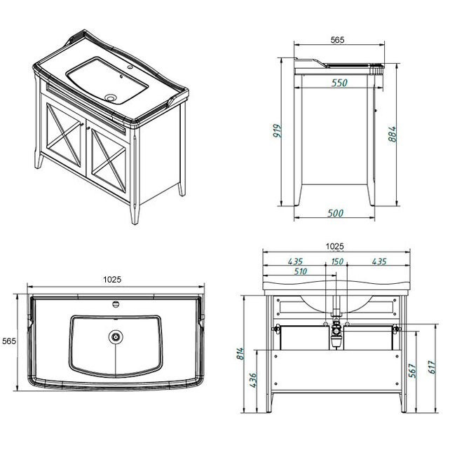 Мебель для ванной комнаты Caprigo Napoli 100 напольная, орех гварнери
