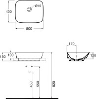 Накладная раковина Azzurra Prua 50 белая, прямоугольная, фаянс