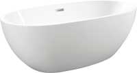 Акриловая ванна Vincea VBT-509 165x75 см, отдельностоящая, белая, овальная, на ножках, со сливом-переливом