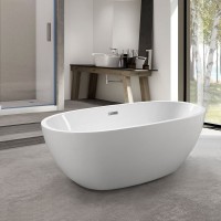 Акриловая ванна Vincea VBT-509 165x75 см, отдельностоящая, белая, овальная, на ножках, со сливом-переливом