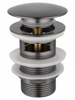 Донный клапан для раковины Wonzon & Woghand WW-88SS01-BGM с переливом, темный графит