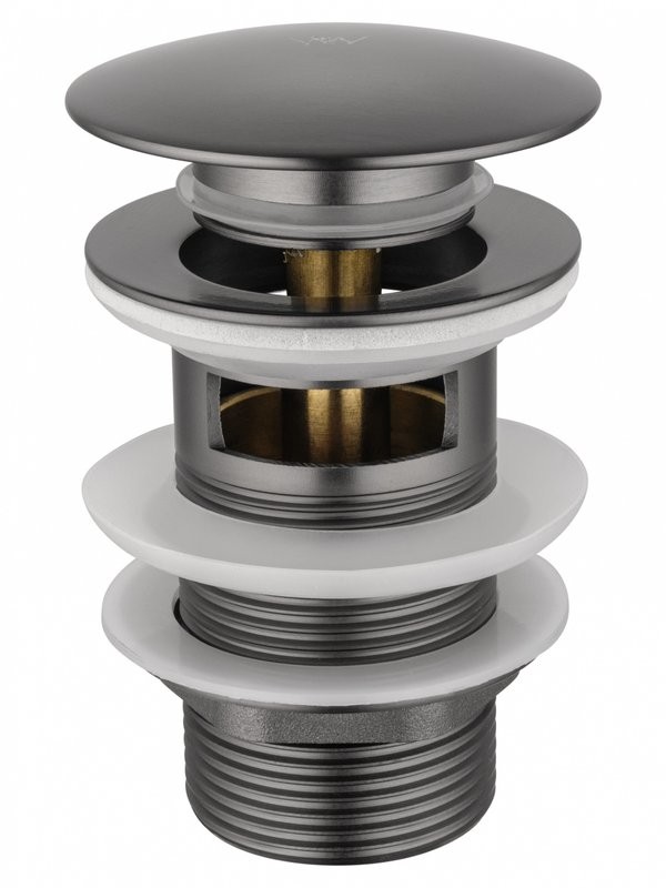 Донный клапан для раковины Wonzon & Woghand WW-88SS01-BGM с переливом, темный графит