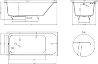 Ванна из искусственного камня Salini Orlanda S-Sense 170x80 см, встраиваемая, матовая белая, на ножках