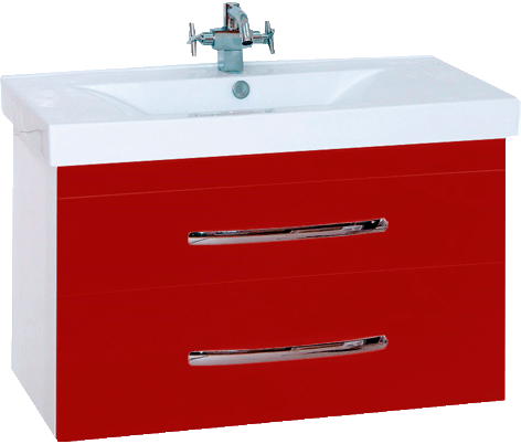 Тумба под раковину Misty Эмилия 90 подвесная красная