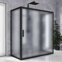 Душевой уголок Kubele DE019 R2U-MAT-BLMT 120х80 см, профиль матовый черный