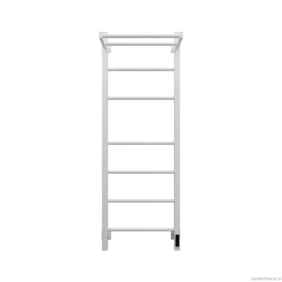 Полотенцесушитель электрический Grota Alto 430х1200 RAL9016 EL 120x45 см, подключение справа, слева, скрытое подключение справа, матовый белый, лесенка, из стали, с полкой