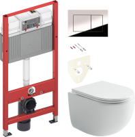 Комплект Унитаз подвесной Ceramicanova UP Rimless CN4007 белый + Инсталляция TECE Now 9400412 4 в 1 с кнопкой смыва