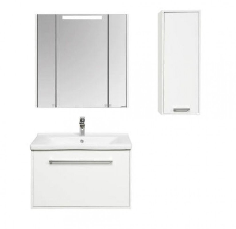 Шкаф в ванную AQUATON Мерида 33 подвесной, глянцевый белый, фурнитура хром