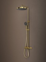 Комплект для ванной IDDIS Duna Душевая стойка IDDIS Duna DUNMGSTi06 + Смеситель для раковины DUNMG01i01, матовое золото