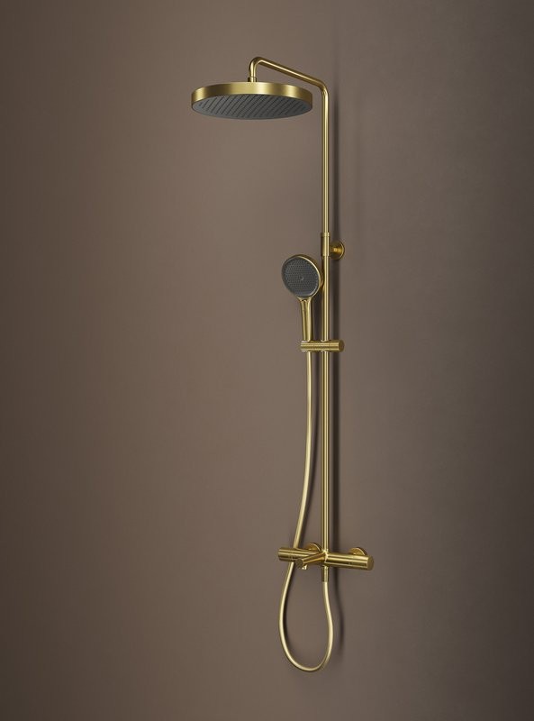 Комплект для ванной IDDIS Duna Душевая стойка IDDIS Duna DUNMGSTi06 + Смеситель для раковины DUNMG01i01, матовое золото