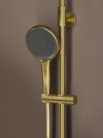 Комплект для ванной IDDIS Duna Душевая стойка IDDIS Duna DUNMGSTi06 + Смеситель для раковины DUNMG01i01, матовое золото