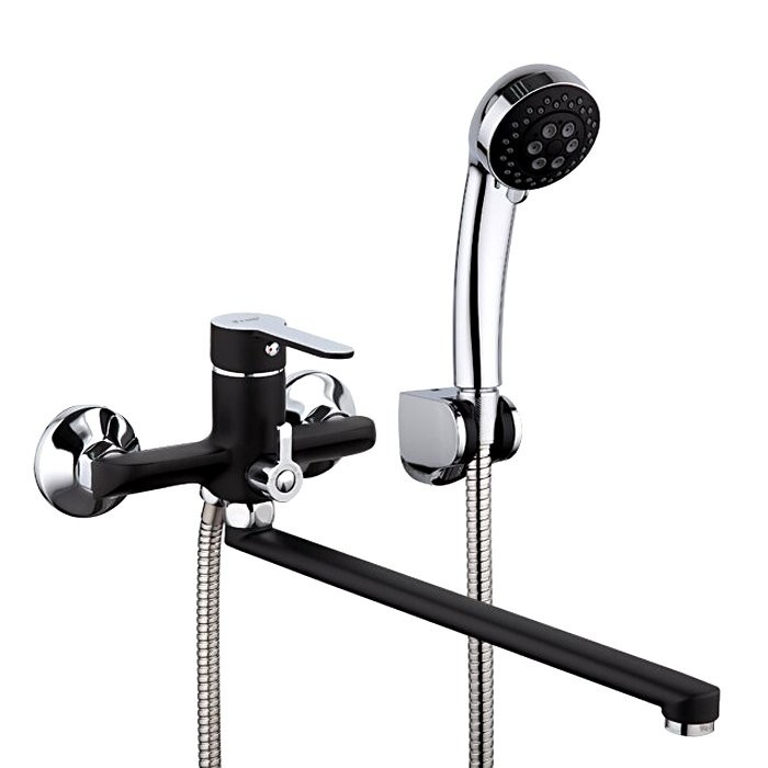 Смеситель с длинным изливом для ванны Frap H42 F2242 черный, хром