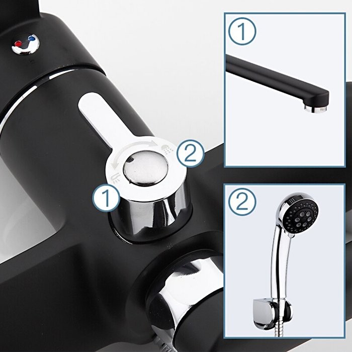 Смеситель с длинным изливом для ванны Frap H42 F2242 черный, хром