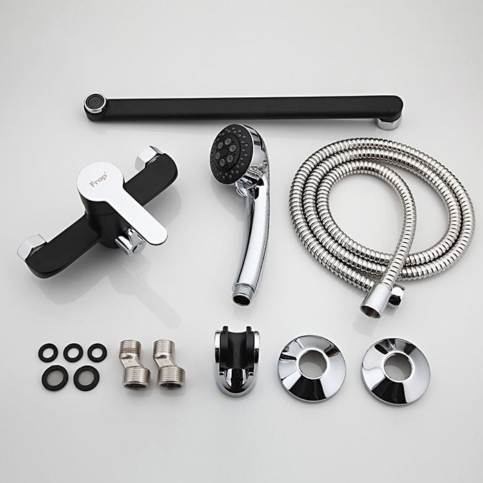 Смеситель с длинным изливом для ванны Frap H42 F2242 черный, хром