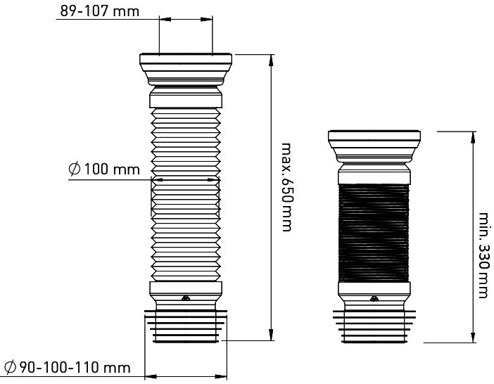 Гофра для унитаза EWRIKA 04005 90001-650 100 мм, полипропилен