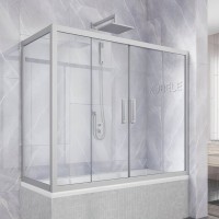 Шторка на ванну Kubele DE019 PR4-CLN-MT 190х80 см, профиль матовый хром