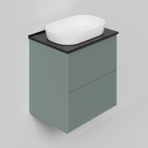 Тумба с раковиной La Fenice Terra Twin 60 подвесная, grigio, столешница черный мрамор, раковина белая матовая