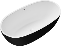 Акриловая ванна Grossman Classic GR-2403MB 150x80 см, отдельностоящая, черная, овальная, с каркасом, со сливом-переливом