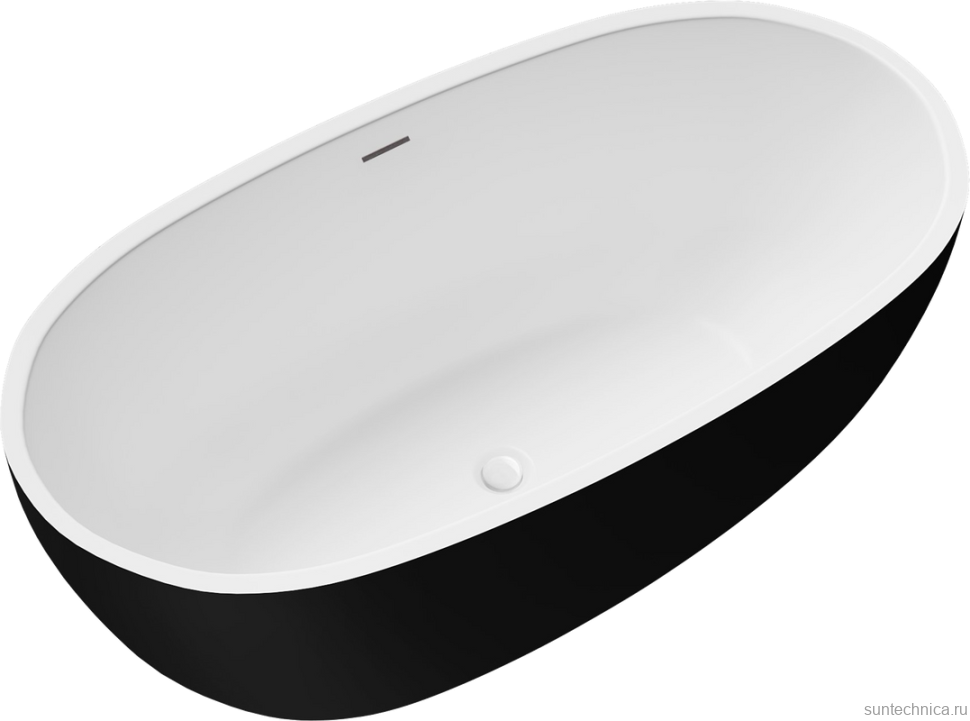 Акриловая ванна Grossman Classic GR-2403MB 150x80 см, отдельностоящая, черная, овальная, с каркасом, со сливом-переливом