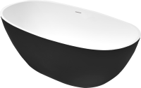 Акриловая ванна Grossman Classic GR-2403MB 150x80 см, отдельностоящая, черная, овальная, с каркасом, со сливом-переливом