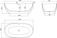 Акриловая ванна Grossman Classic GR-2403MB 150x80 см, отдельностоящая, черная, овальная, с каркасом, со сливом-переливом
